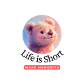 100% Cotton T-shirt | Bear Design | Oil Painting | Life is Short make Memories