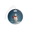 Polar Bear Holiday Luggage Tag - Cute Winter Travel ID with Scarf